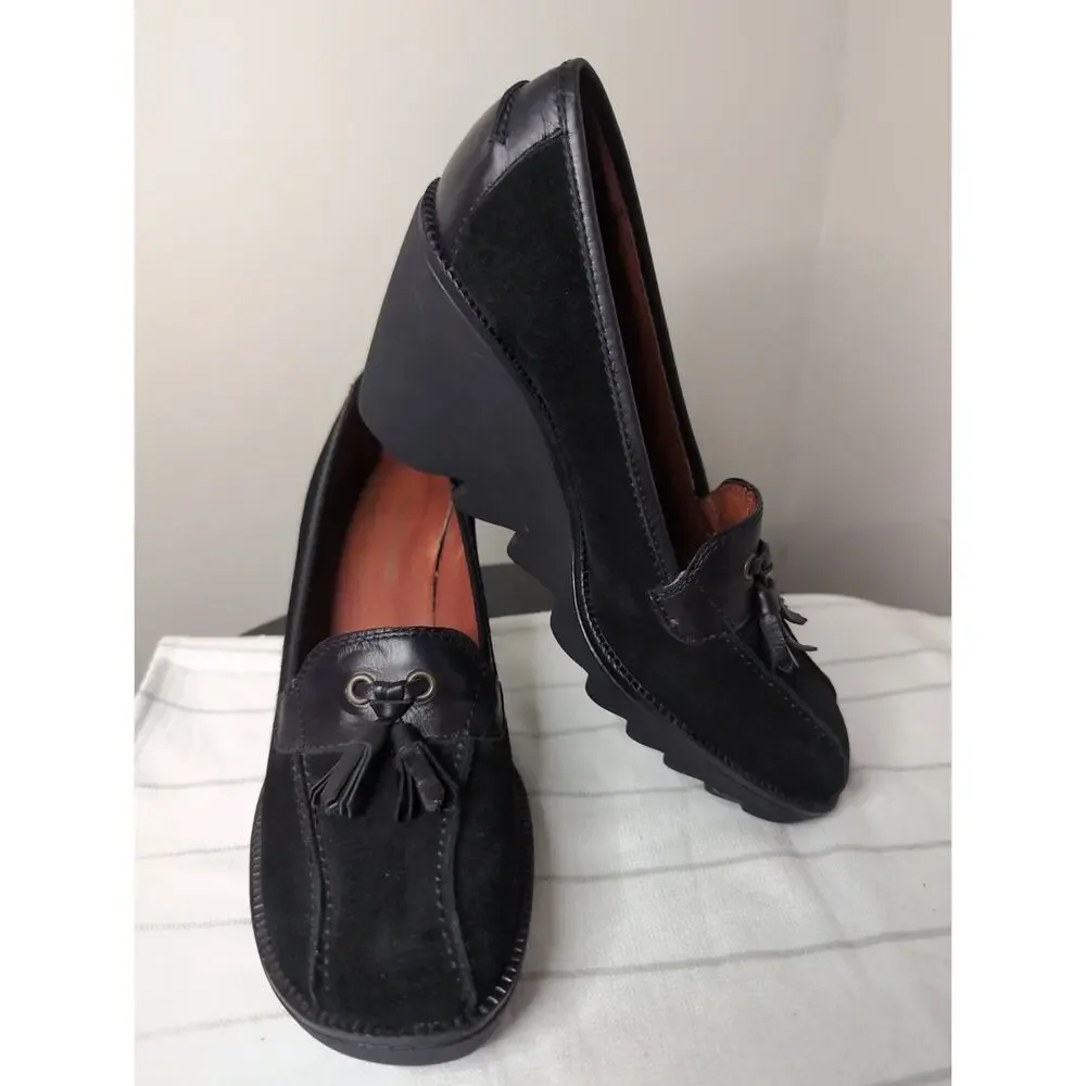 Donald J Pliner Il Baco Loafers 7 Black Suede Tassel Driving Shoes Italy